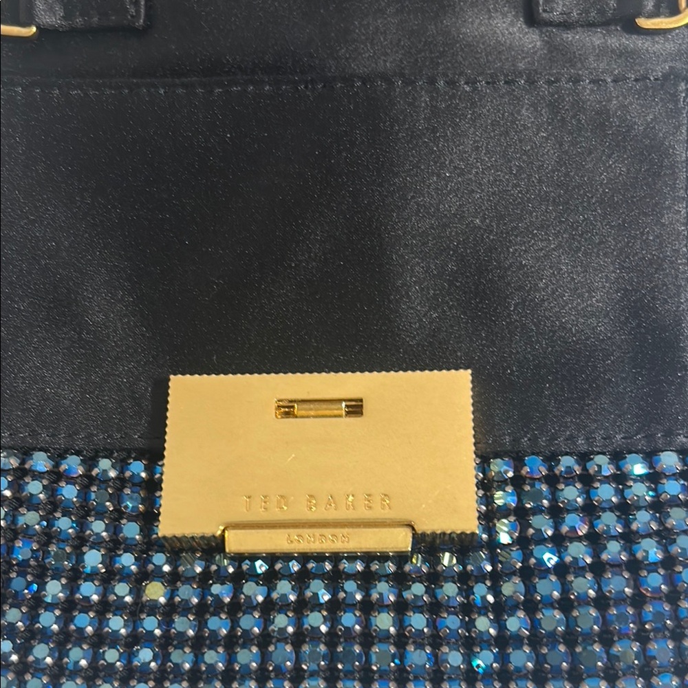 New Ted Baker Blue Crystal Clutch with Gold Chain - Picture 2 of 4